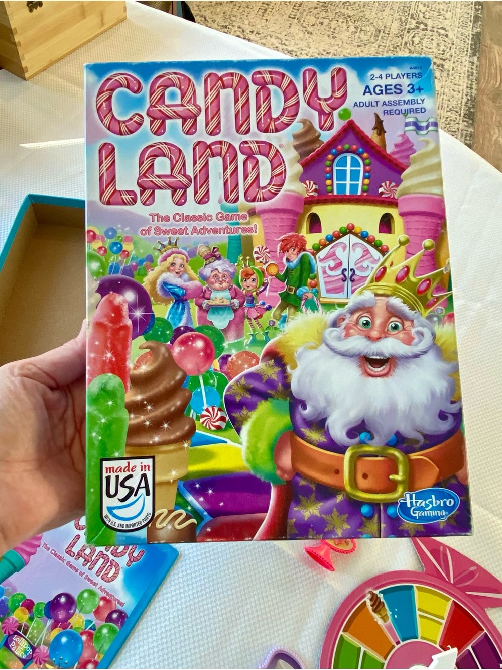Hasbro Candy Land Game Box with Bright Pink, Purple and Green Artwork